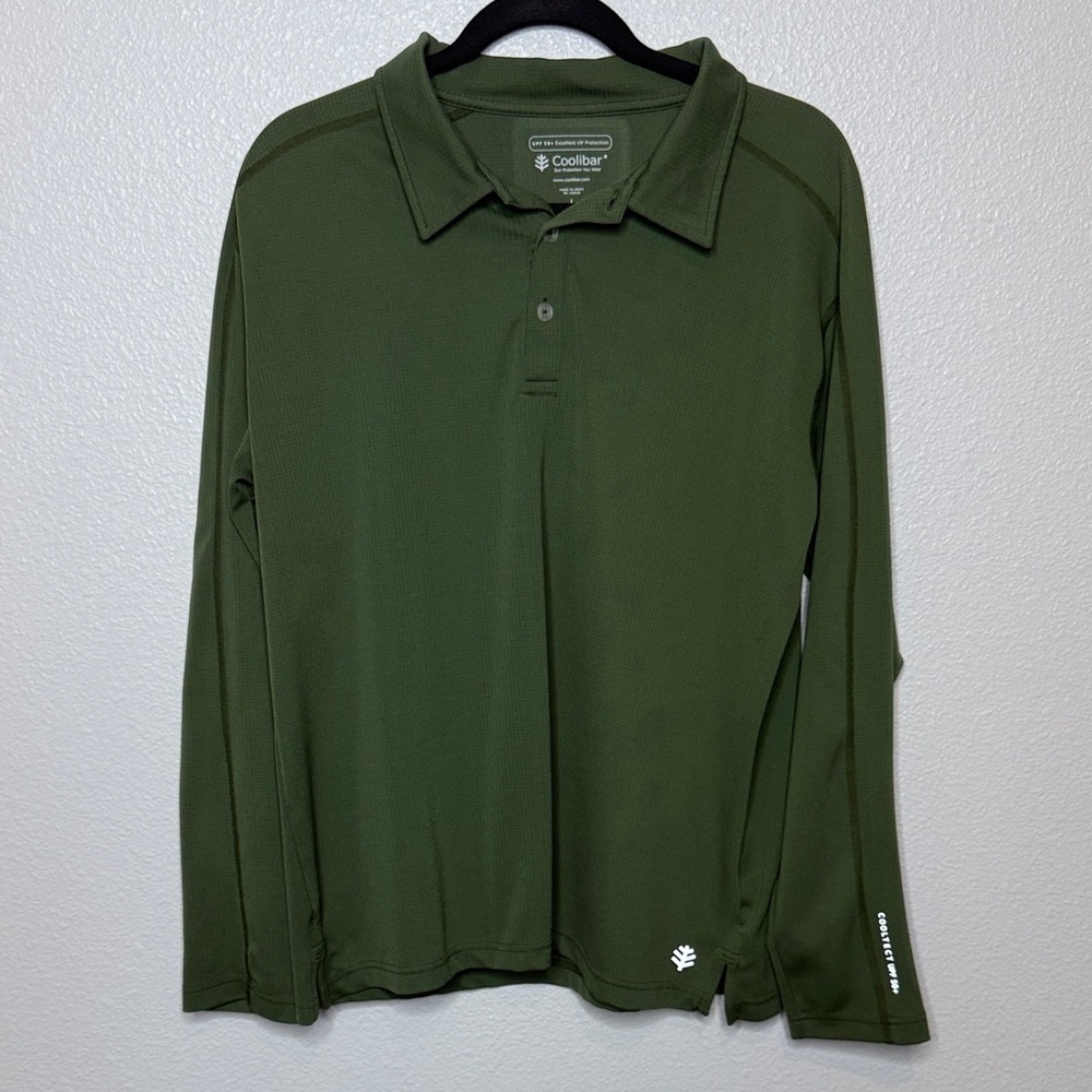 Coolibar Men’s Long Sleeve Polo Shirt UPF 50+ Size Large